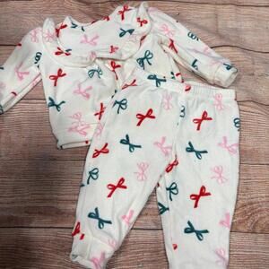 Okie Dokie Baby Bow Print 6 Month Sweat Set